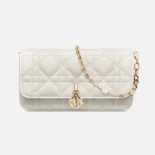 Dior Women Lady Dior Phone Pouch Latte Cannage Lambskin