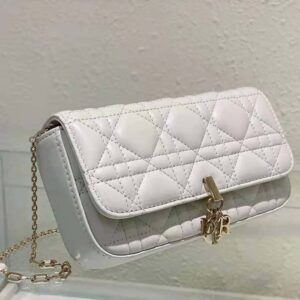 Phone Cases & Tech Accessories  Dior Womens Lady Dior Phone Pouch Latte  Cannage Lambskin ~ Antoniaweir