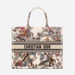 Dior Women Large Dior Book Tote Ecru Multicolor Dior Jardin D'Hiver Embroidery