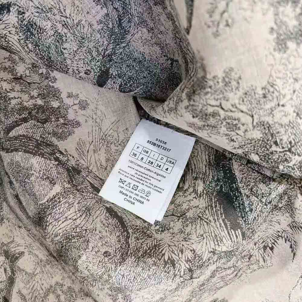 Dior - Long Blouse White Toile de Jouy Cotton Voile - Size 36 - Women