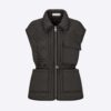 Dior Women Macrocannage Belted Vest Black Quilted Technical Taffeta