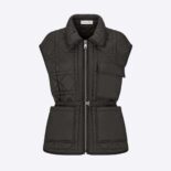 Dior Women Macrocannage Belted Vest Black Quilted Technical Taffeta