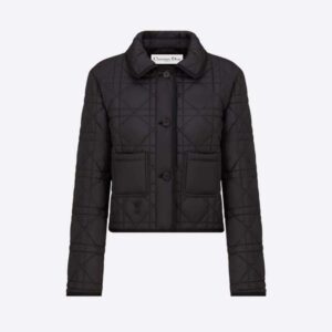 Dior Women Macrocannage Jacket Black Quilted Technical Taffeta