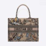 Dior Women Medium Dior Book Tote Beige Multicolor Dior Jardin d'Hiver Embroidery