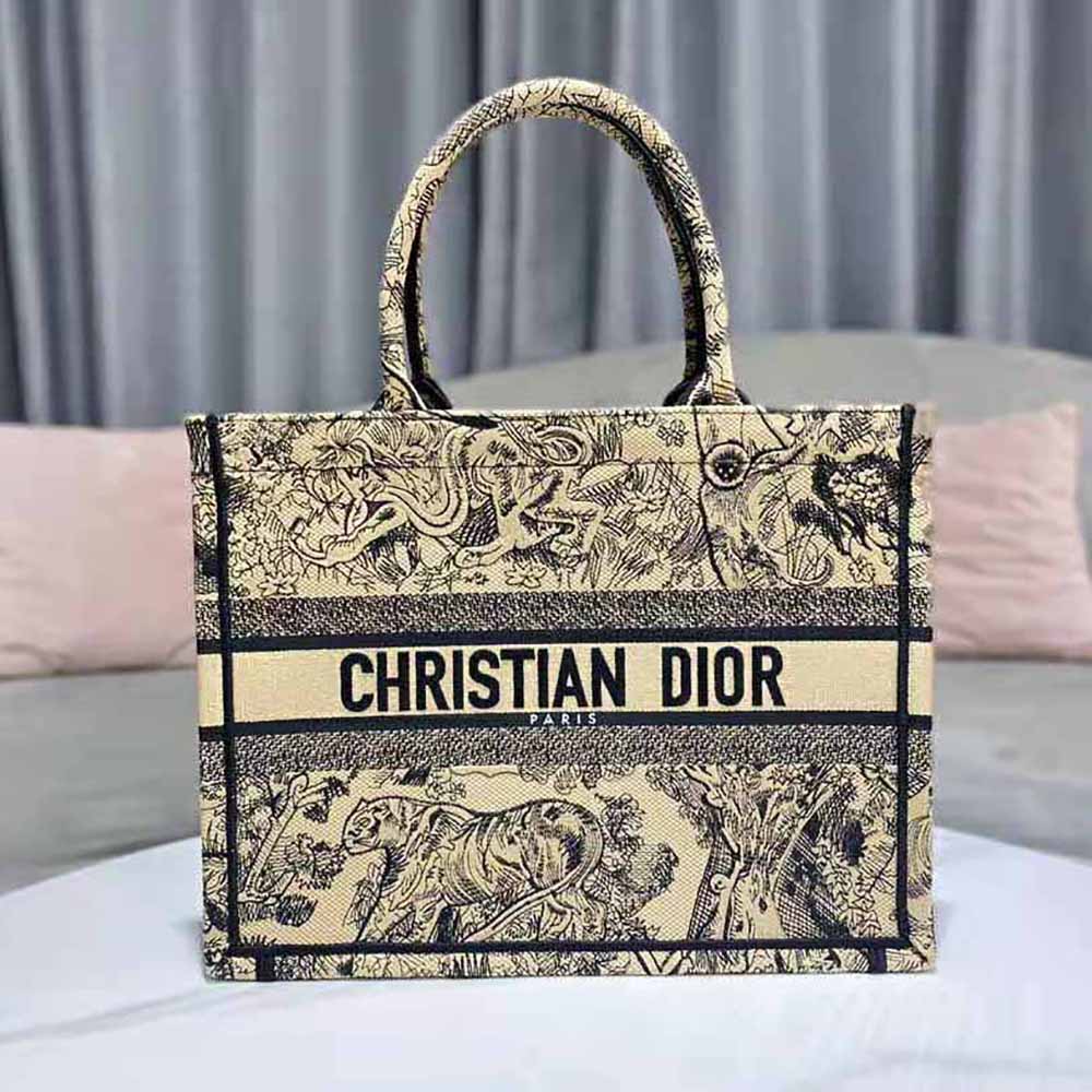 Dior Women Medium Dior Book Tote Brown Toile de Jouy Embroidery 3 Dior Women Medium Dior Book Tote Brown Toile de Jouy Embroidery - Image 3