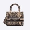 Dior Women Medium Lady D-lite Bag Brown Toile de Jouy Embroidery
