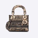 Dior Women Mini Lady D-lite Bag Brown Toile de Jouy Embroidery