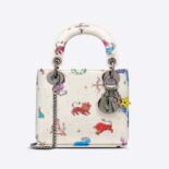 Dior Women Mini Lady Dior Bag Latte Multicolor Dior Pixel Zodiac Printed Calfskin