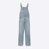 Dior Women Overalls Blue Faded Cotton Denim with Stripes