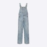 Dior Women Overalls Blue Faded Cotton Denim with Stripes