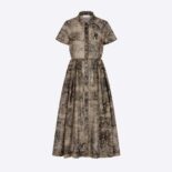 Dior Women Shirt Dress Hazelnut Cotton Voile with Toile de Jouy Motif
