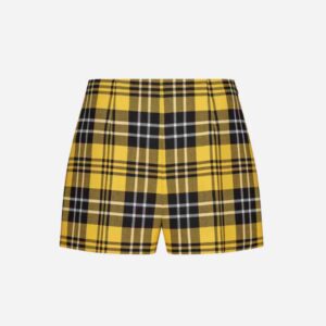 Dior Women Shorts Yellow and Black Check'n'Dior Wool Twill