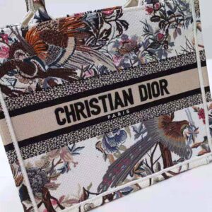 Large Dior Book Tote Latte Multicolor Dior Jardin d'Hiver