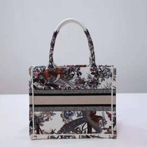 Large Dior Book Tote Latte Multicolor Dior Jardin d'Hiver