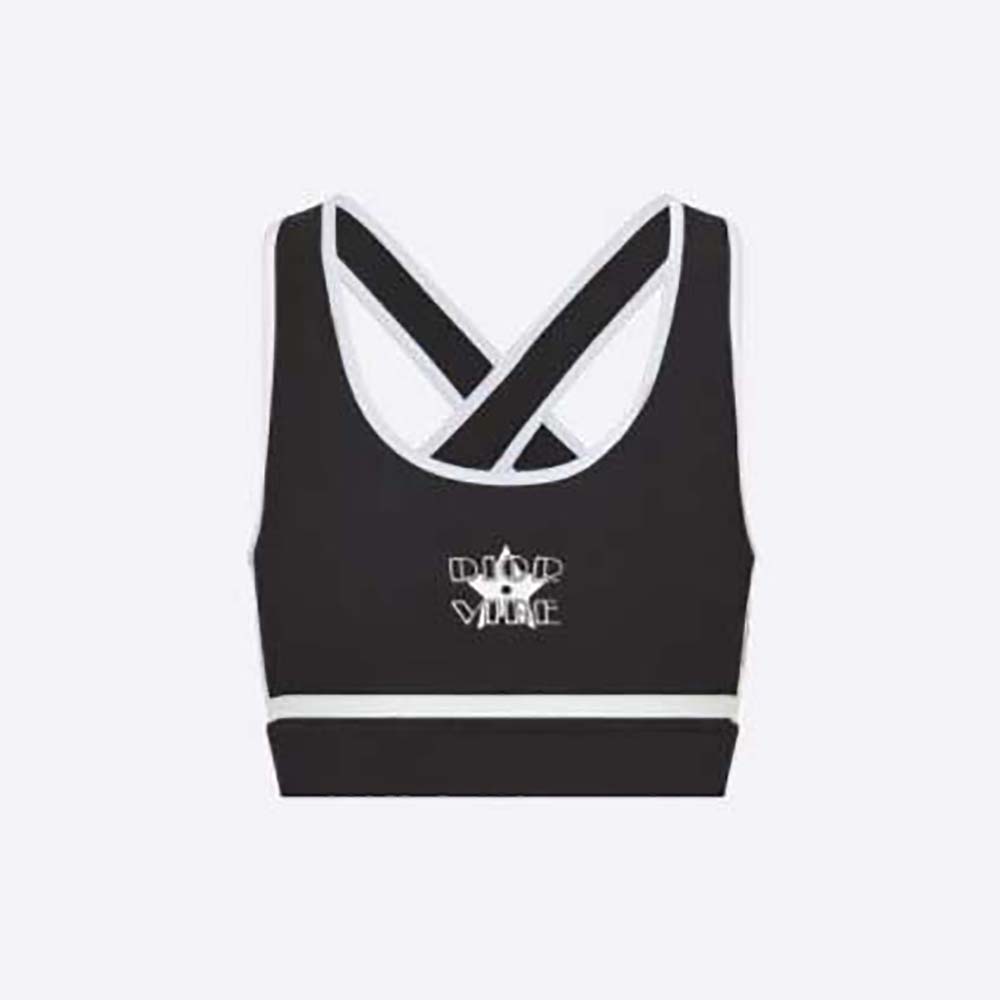 Dior Women Vibe Sports Bra Black and White Technical Jersey