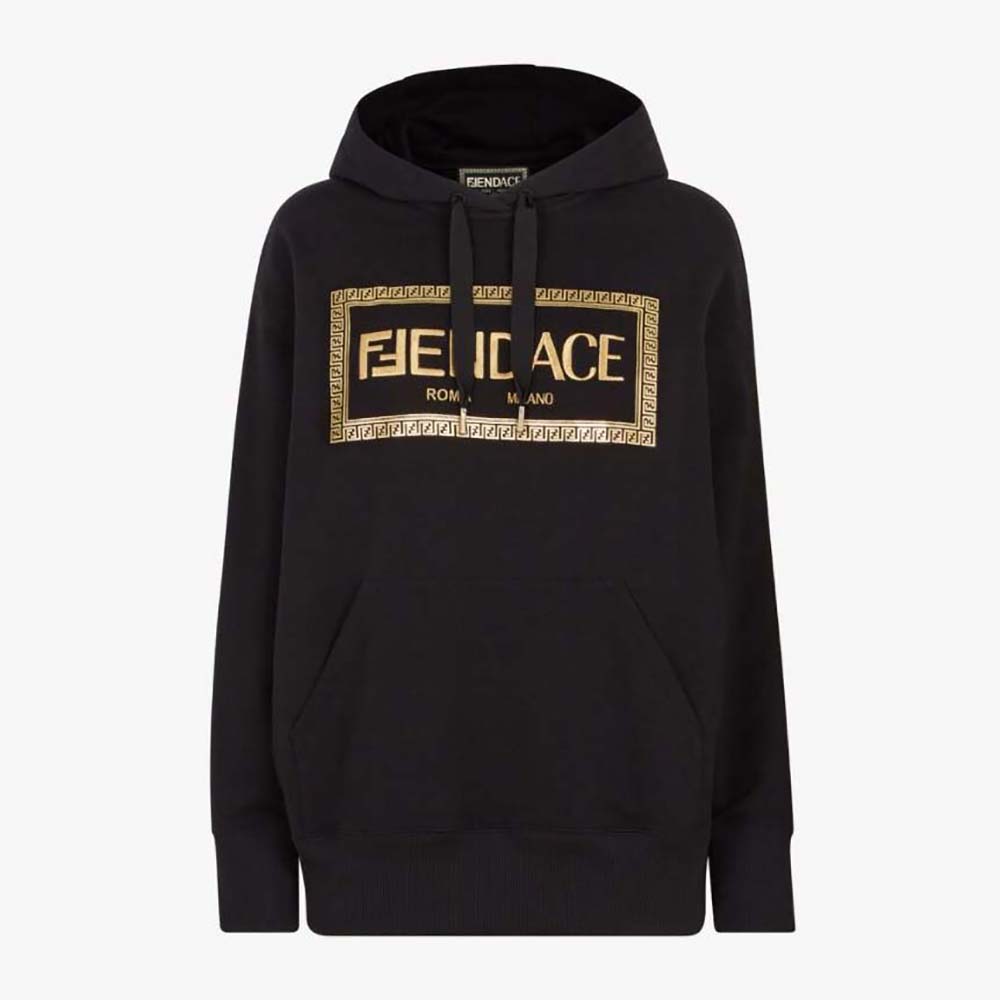 Fendi Men Fendace Black Jersey Logo Sweatshirt