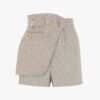 Fendi Women Beige Houndstooth Wool Shorts