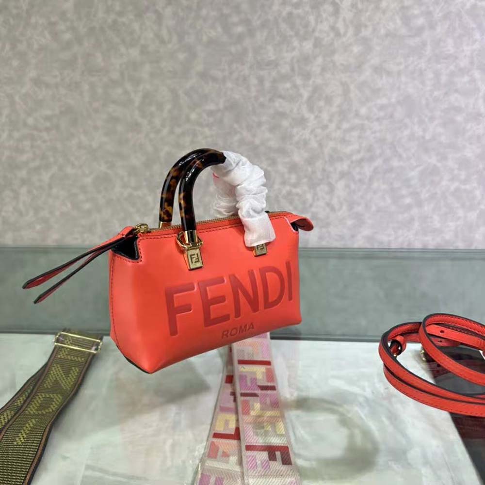 Fendi Leopard Boston Bag 26 Red Leather Trim and Handle -  Finland