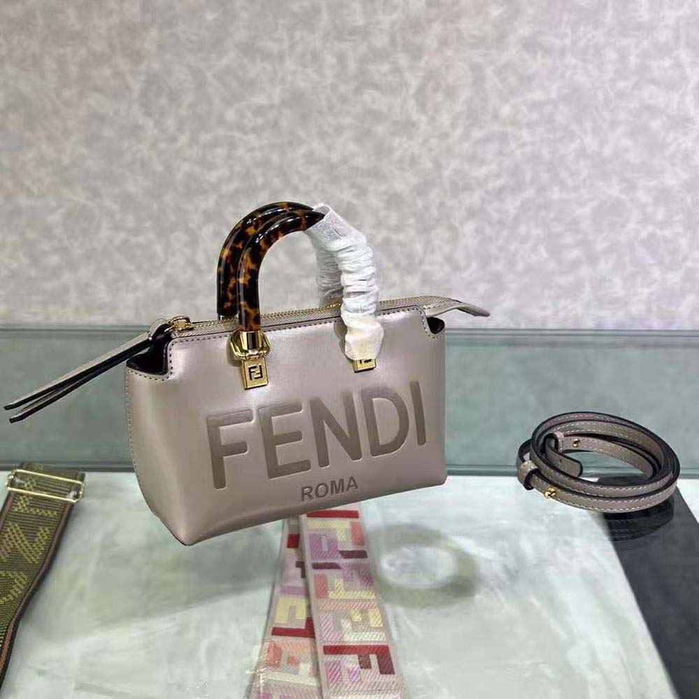 Fendi By The Way Small Crossbody Boston Bag in Grey with Ice