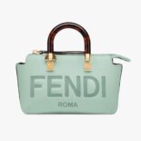 Fendi Women By The Way Mini Small Boston Bag in Mint Green Leather