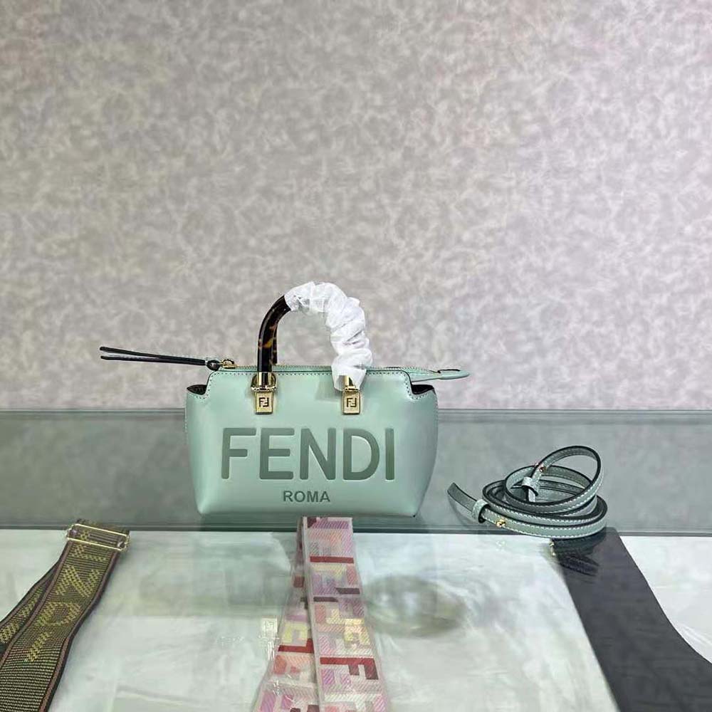 Fendi Women By The Way Mini Small Boston Bag in Mint Green Leather 3 Fendi Women By The Way Mini Small Boston Bag in Mint Green Leather - Image 3