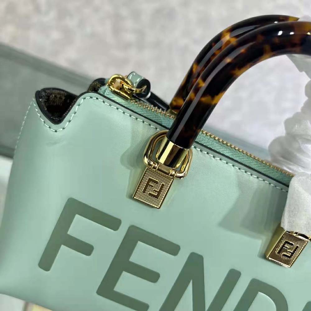 Fendi Women By The Way Mini Small Boston Bag in Mint Green Leather 7 Fendi Women By The Way Mini Small Boston Bag in Mint Green Leather - Image 7