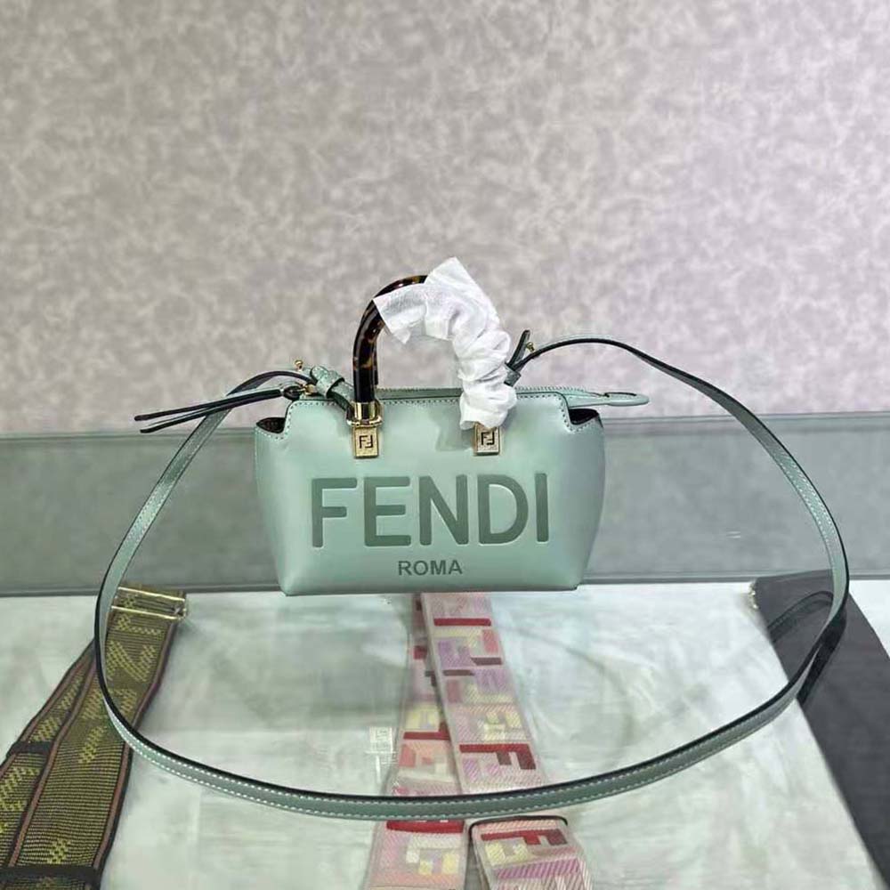 Fendi Women By The Way Mini Small Boston Bag in Mint Green Leather 2 Fendi Women By The Way Mini Small Boston Bag in Mint Green Leather - Image 2