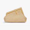 Fendi Women First Small Beige Raffia Macrame Bag