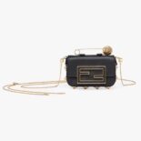 Fendi Women Nano Baguette Charm Fendace Black Leather Charm