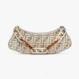 Fendi Women O’Lock Swing Dove Gray Tapestry Fabric Pouch