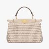 Fendi Women Peekaboo Mini Beige Braided Leather Bag