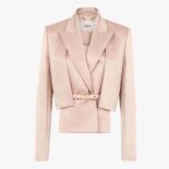 Fendi Women Pink Silk Jacket with Metal Fendi O’Lock Buckle Belt