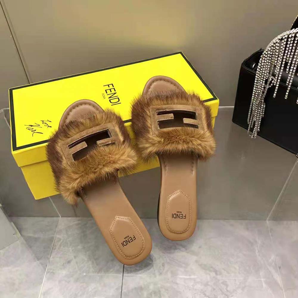 Fendi fur slides cheap women