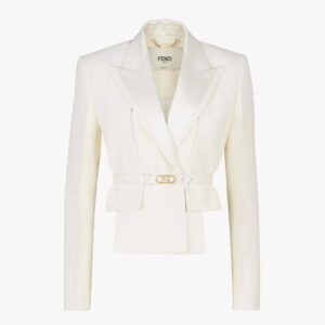 Fendi Women White Wool and Silk Jacket