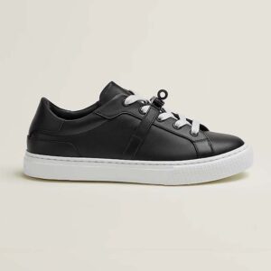 Hermes Women Day Sneaker in Calfskin with Functional Shiny Black