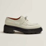 Hermes Women First Oxford Shoe in Calfskin Leather-White