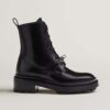 Hermes Women Funk Ankle Boot in Calfskin Leather-Black