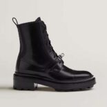 Hermes Women Funk Ankle Boot in Calfskin Leather-Black
