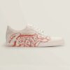 Hermes Women Quicker Sneaker in Calfskin with Graff Hermes Print and Iconic H Detail