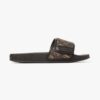 Jimmy Choo Women Fitz/F Black and Gold JC Monogram Jacquard Lurex and Leather Slides