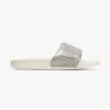 Jimmy Choo Women Fitz/F Ivory Satin and Metallic Nappa Slides with Crystal Embellishment