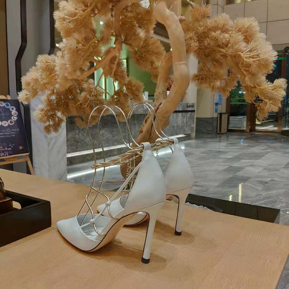 Jimmy Choo Women Olesia 95 Latte Nappa Pumps with Gold Chains 9 Jimmy Choo Women Olesia 95 Latte Nappa Pumps with Gold Chains - Image 9