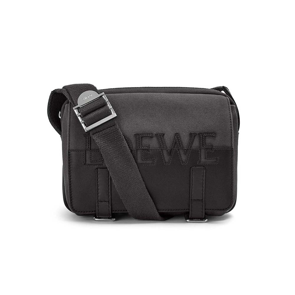 LOEWE Military XS Leather-Trimmed Canvas Messenger Bag for Men