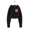 Loewe Women Anagram Cropped Hoodie in Cotton-Black