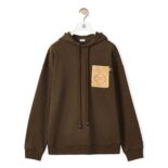 Loewe Women Anagram Leather Patch Hoodie in Cotton
