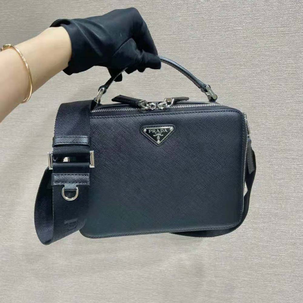 Prada Men's Brique Saffiano Leather Bag