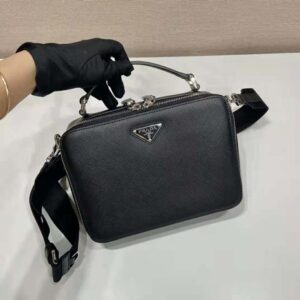 Prada Brique Saffiano Leather Bag in Black for Men