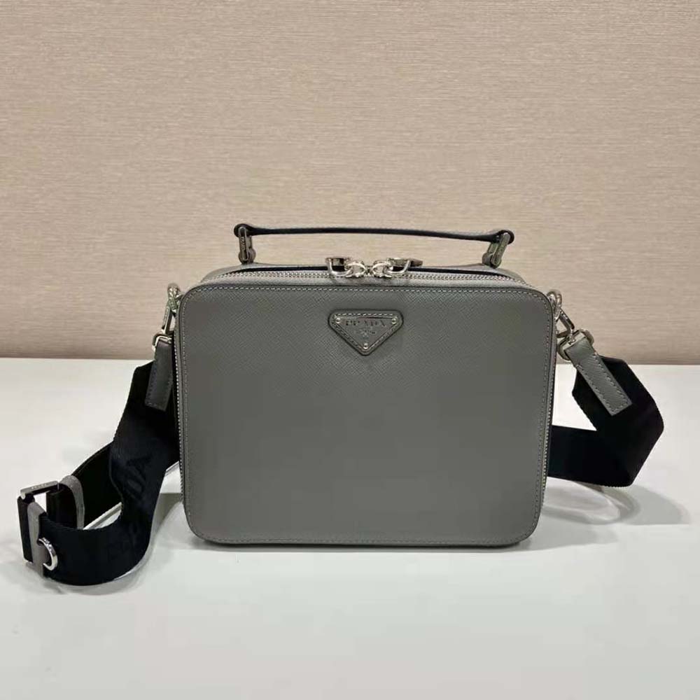 Marble Gray Medium Prada Brique Saffiano Leather Bag