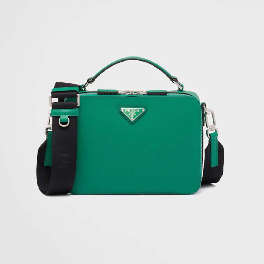 Prada Brique Saffiano Leather Bag in Green for Men