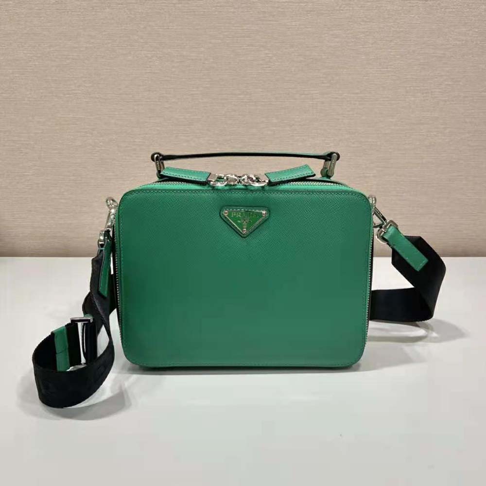 Prada Brique Saffiano Leather Bag in Green for Men